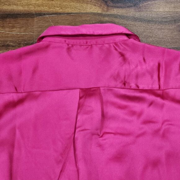 🔸️NWT Rachel Zoe Fuchsia Buttoned Long Sleeve Top Small - Picture 6 of 12